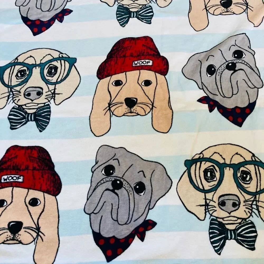 Preppy Dogs 4-pc Dog Print Bath Towels Set - Picture 3 of 3